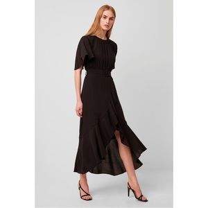 French Connection Emina Belted Cascade Midi Dress